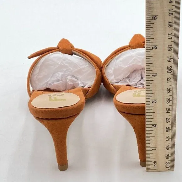 FSJ Light Brown Cute Bowknot Slip On Mule Summer Open Toe Kitten Heel Sandal