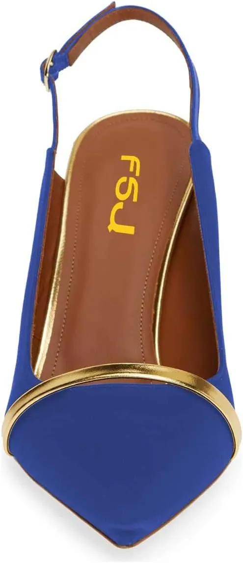 FSJ Women Classy Pointed Toe Thin High Heel Slingback Pump Office Prom Dress Shoes Size 4-15 US