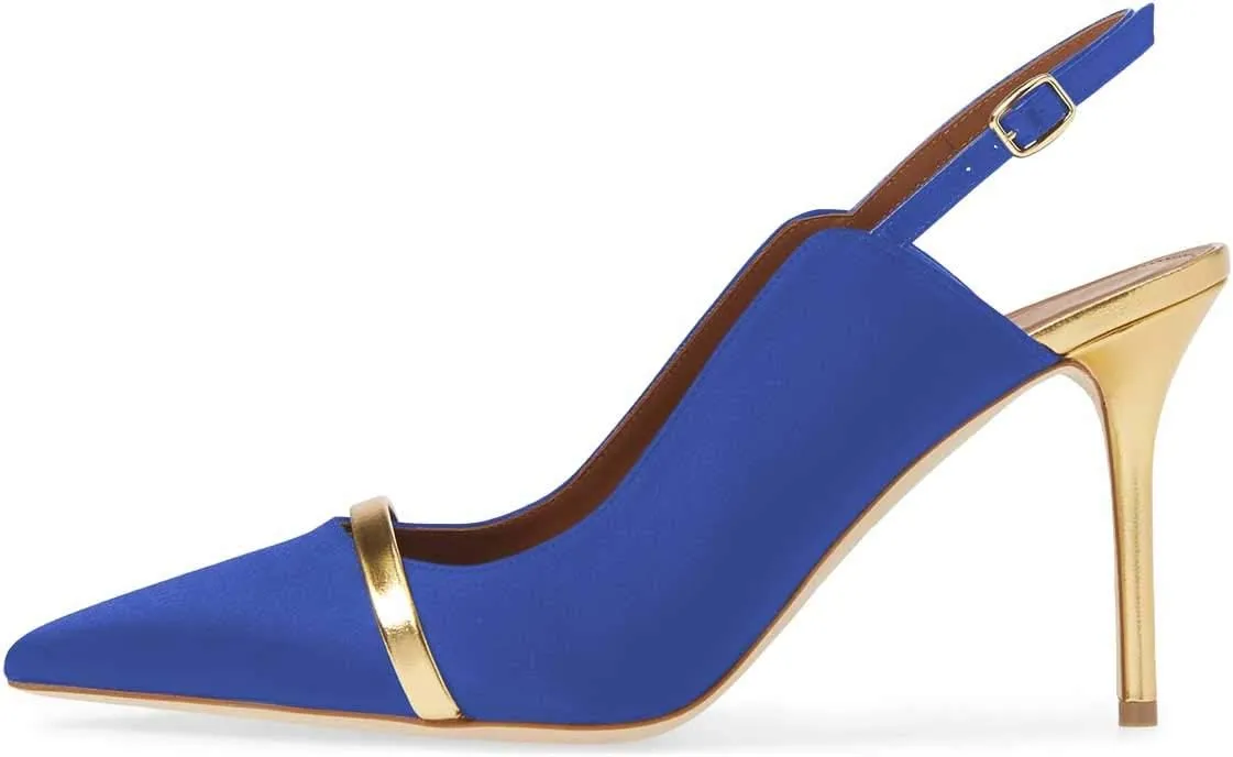 FSJ Women Classy Pointed Toe Thin High Heel Slingback Pump Office Prom Dress Shoes Size 4-15 US