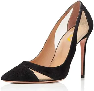 FSJ Women Elegant Mesh High Heel Pump Pointed Toe Stiletto Thin Slip on Dress Prom Party Ladie Shoes Size 4-15 US