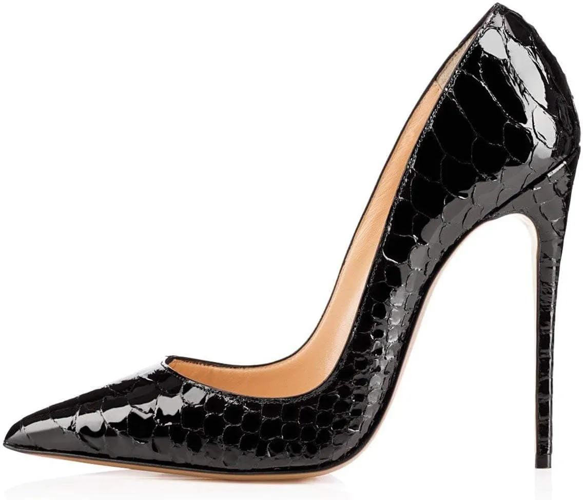 FSJ Women Fashion High Heel Pump Stilettos Pointy Toe Evening Party Dress Print Shoes Size 4-15 US