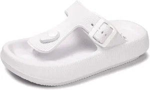 FUNKYMONKEY Thong Sandals Adjustable Buckle EVA Thick-Soled Flip Flops for Women and Men