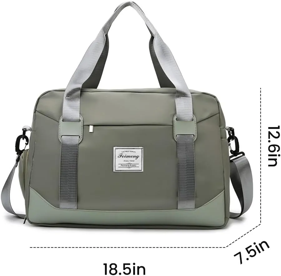 FUNSEED Large Carry-on Luggage, Travel Duffel Bags for Women and Men, 18.5×7.5×12.6 Personal Item Gym Bag (Green)