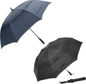 G4Free 62 Inch Automatic Open Golf Umbrella Extra Large Oversize Double Canopy Vented Windproof Waterproof Umbrella for Men Women