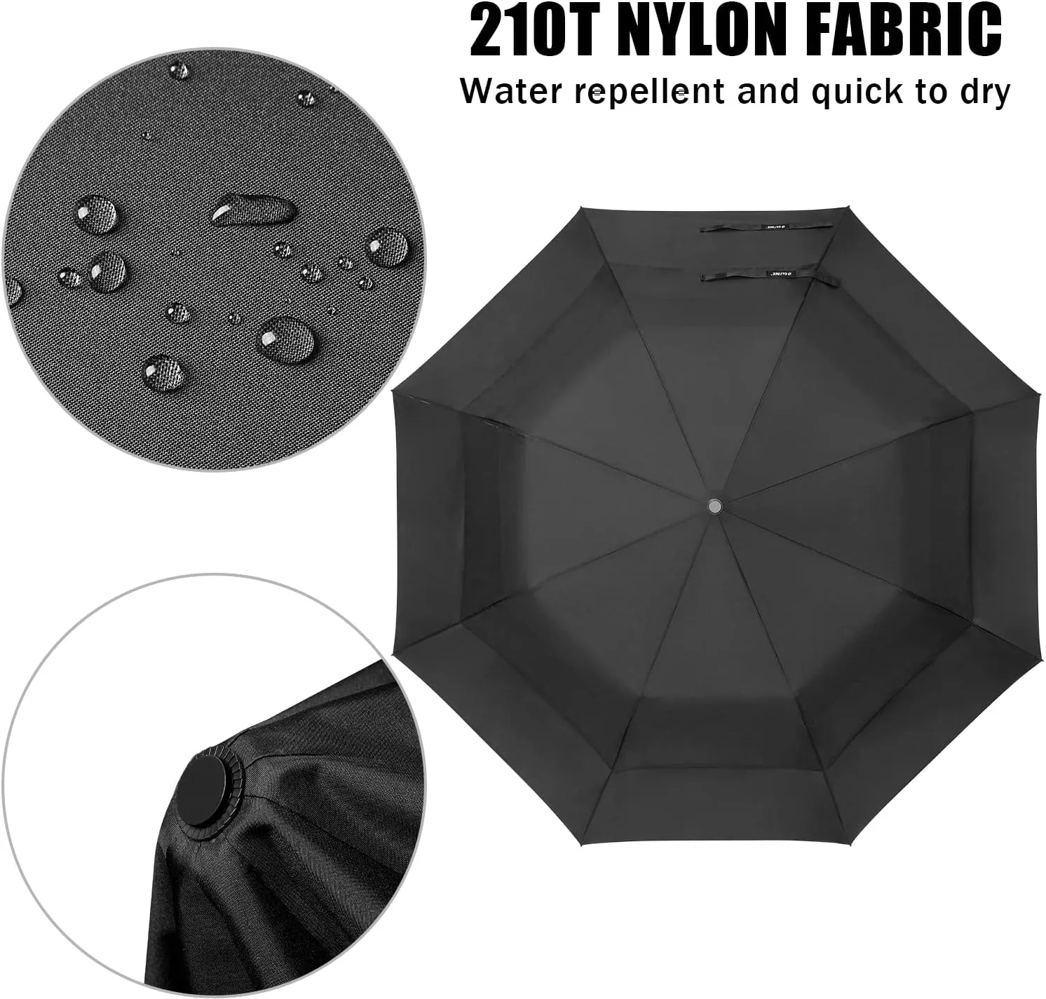 G4Free 62 Inch Portable Golf Umbrella Large Oversize Double Canopy Vented Windproof Waterproof Automatic Open Stick Umbrellas for Men Women(Black)