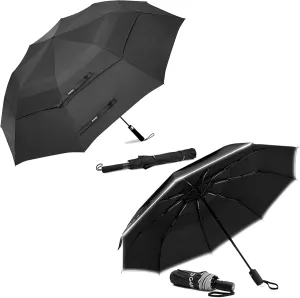 G4Free 62 Inch Portable Large Oversize  42 Inch Eco Windproof Travel Umbrella for Rain & Sun, Strongest Fiberglass Frame, Double Canopy Automatic Umbrellas for Men Women