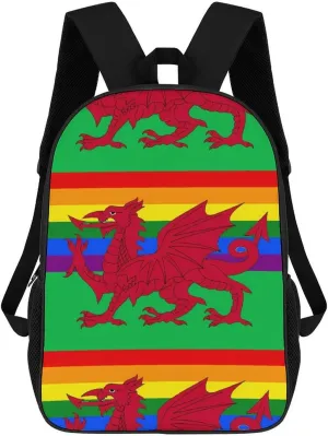 Gay Pride Flag of Wales Funny 17 Inch Backpack Multipurpose Shoulders Daypack Laptop Bag for Travel Hiking Camping 12.5 X 17 X 5.5 Inch