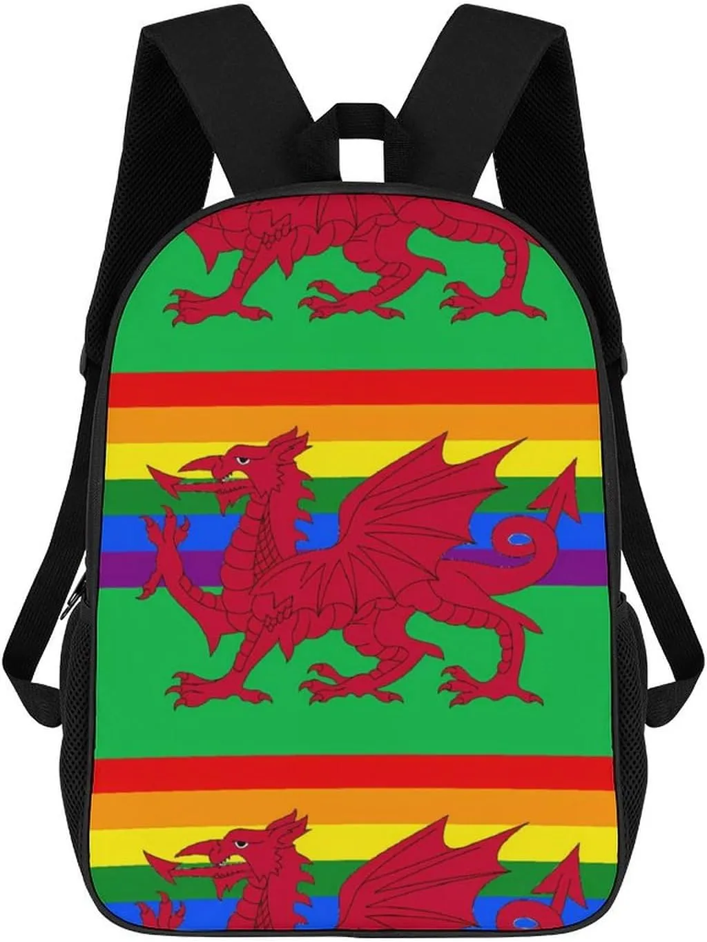 Gay Pride Flag of Wales Funny 17 Inch Backpack Multipurpose Shoulders Daypack Laptop Bag for Travel Hiking Camping 12.5 X 17 X 5.5 Inch