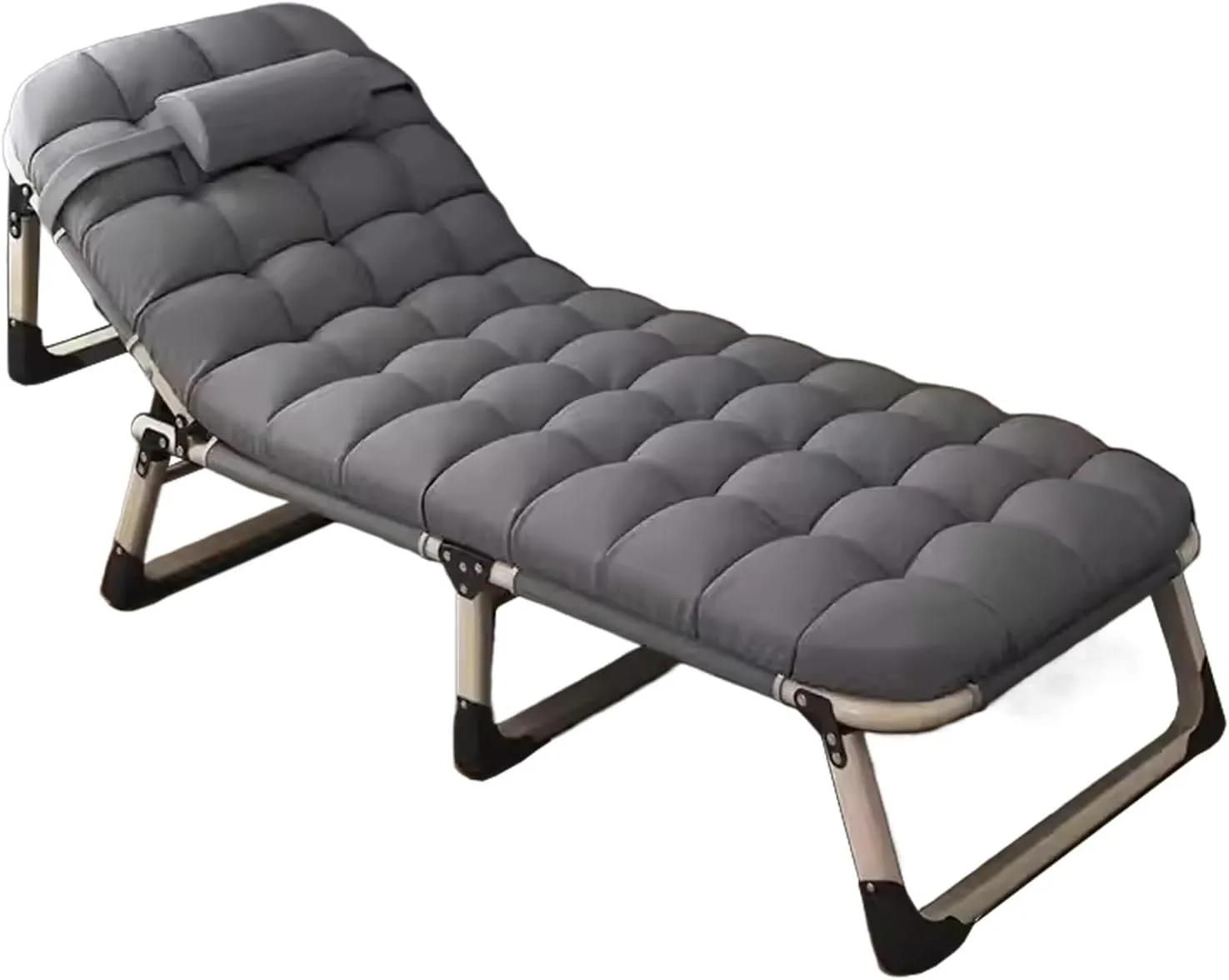 Generic Portable Bed for Adults with Mattress Sleeping Cots for Adults Portable Folding Bed Cot Lounge Chair for Beach Lawn Camping Pool Sun Tanning(194 * 75 * 27cm), Grey, OAKJDKVJB-GRAY-194*75*27CM