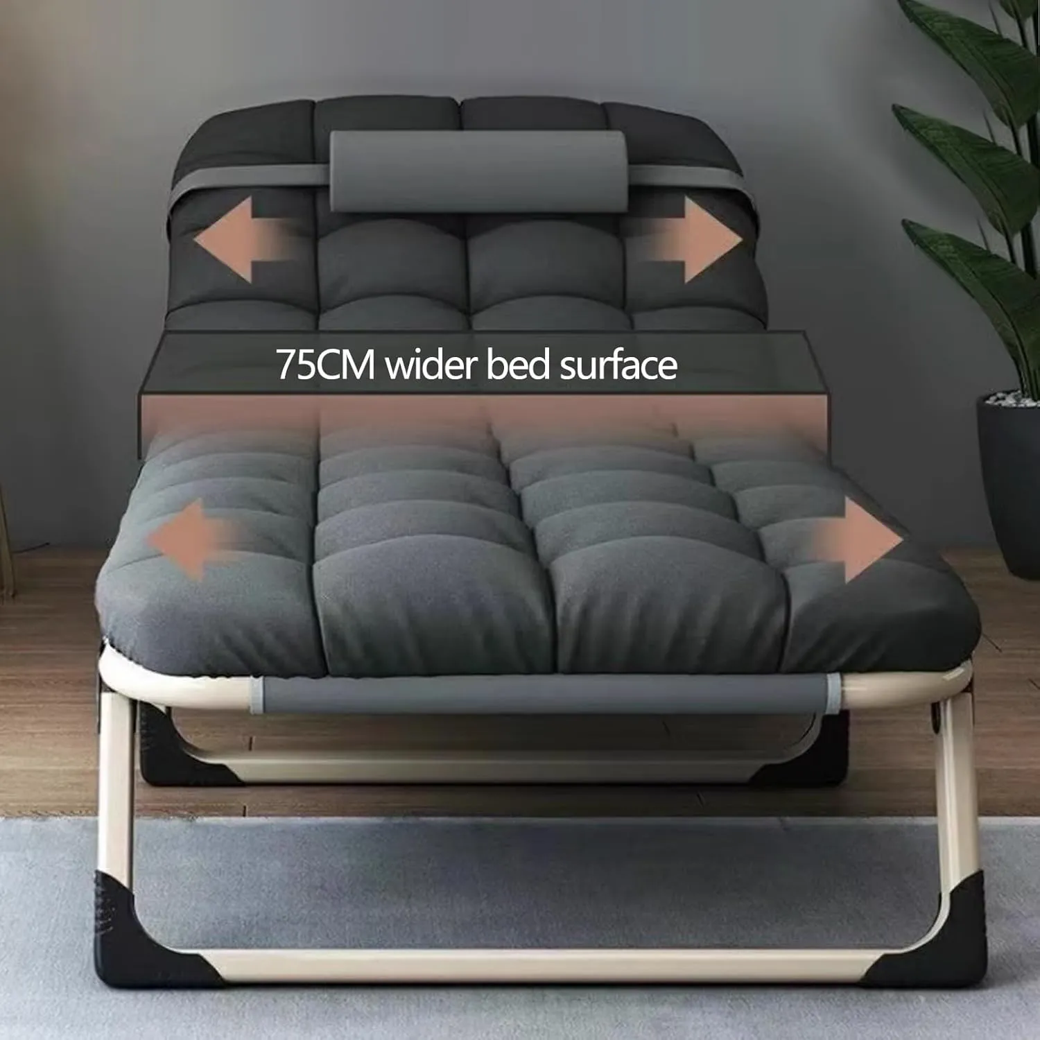 Generic Portable Bed for Adults with Mattress Sleeping Cots for Adults Portable Folding Bed Cot Lounge Chair for Beach Lawn Camping Pool Sun Tanning(194 * 75 * 27cm), Grey, OAKJDKVJB-GRAY-194*75*27CM