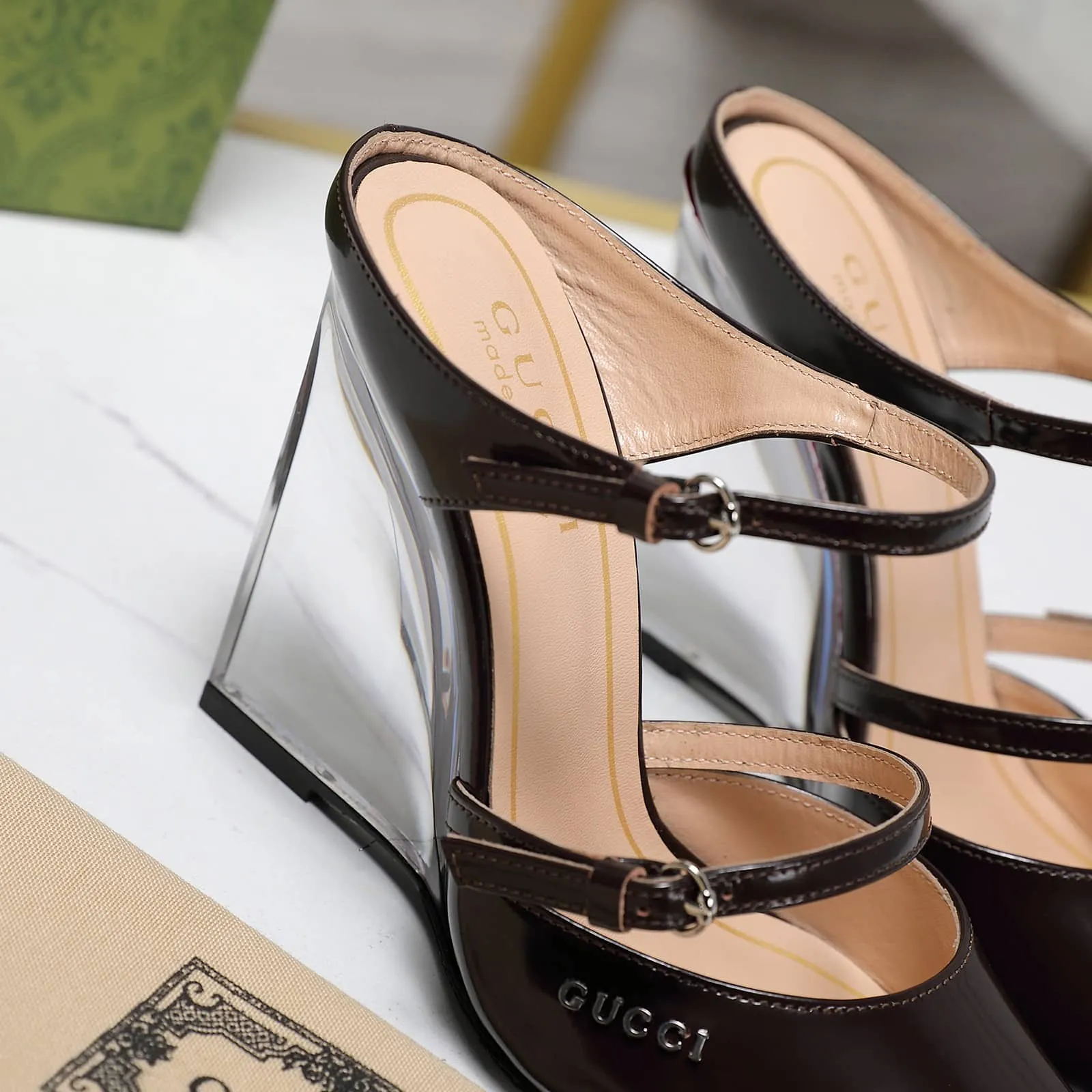 GG WOMEN'S WEDGE MULE BLACK 827856 CLG00 1000
