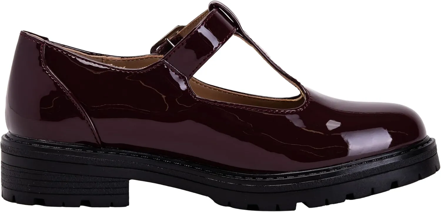 Girls Mary Jane Shoes Oxford Dress Heels Round Toe T-Strap Platform Chunky Low Heel Pumps Lily-2 ~