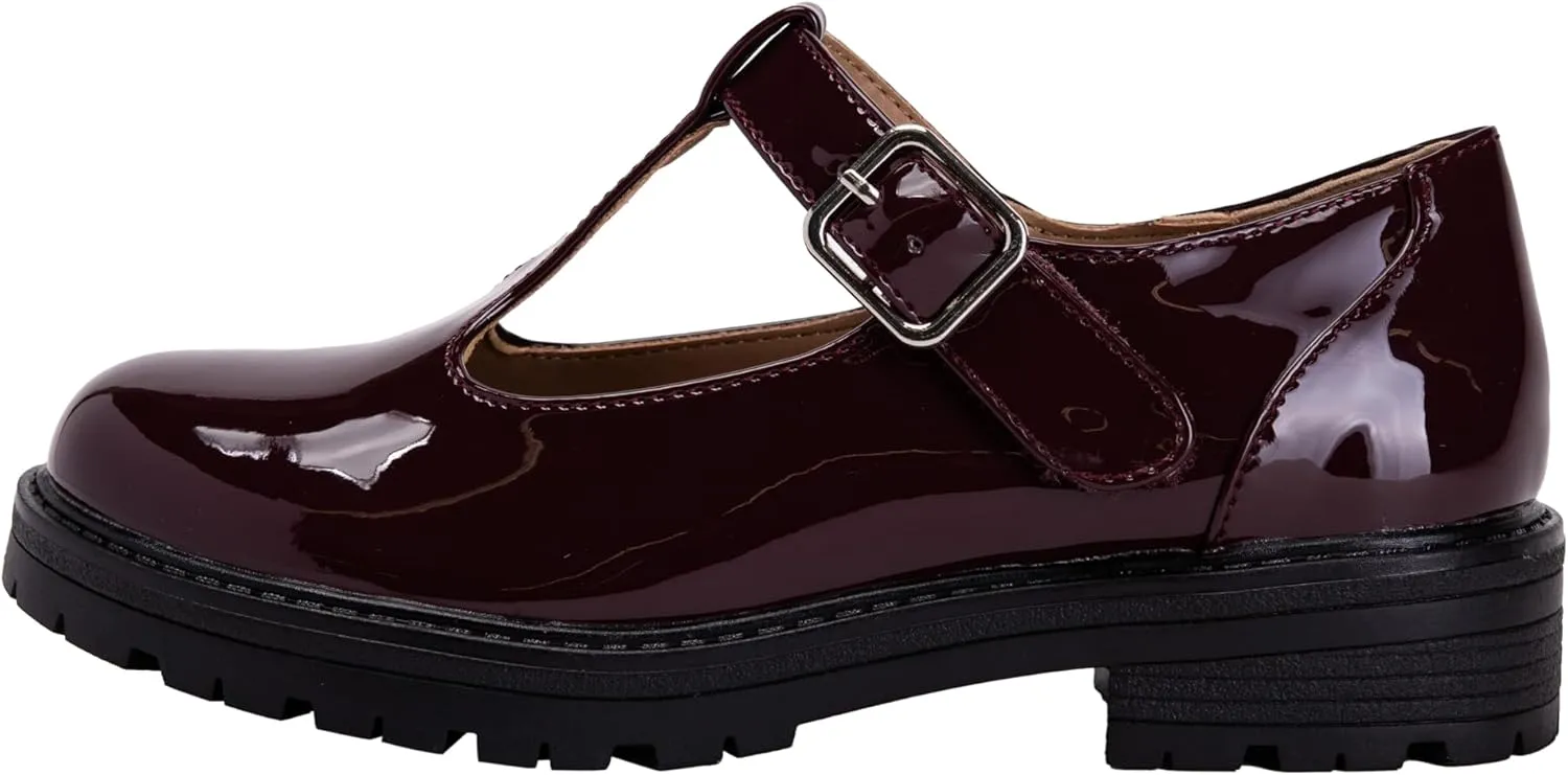 Girls Mary Jane Shoes Oxford Dress Heels Round Toe T-Strap Platform Chunky Low Heel Pumps Lily-2 ~
