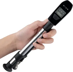 GIYO Digital Shock Pump 600 PSI – Turbo-Assist for Easy Inflation, Micro Air-Bleeder, Robust Aluminum Barrel, Comfort Grip & Braided Hose, Ideal for Fork & Rear Suspension GS-52L