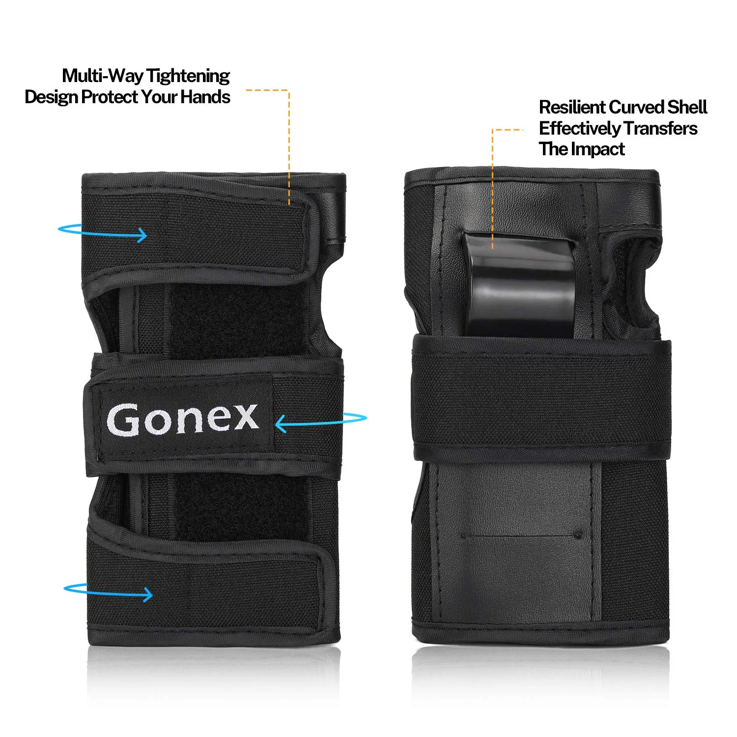 Gonex Knee Pads Elbow Pads with Wrist Guards, Kids Youth Adult Skateboard Skate Pads 3 in 1 Protective Gear Set for Skateboarding Skating Roller Skating Scooter Cycling Biking Bicycle, Black M