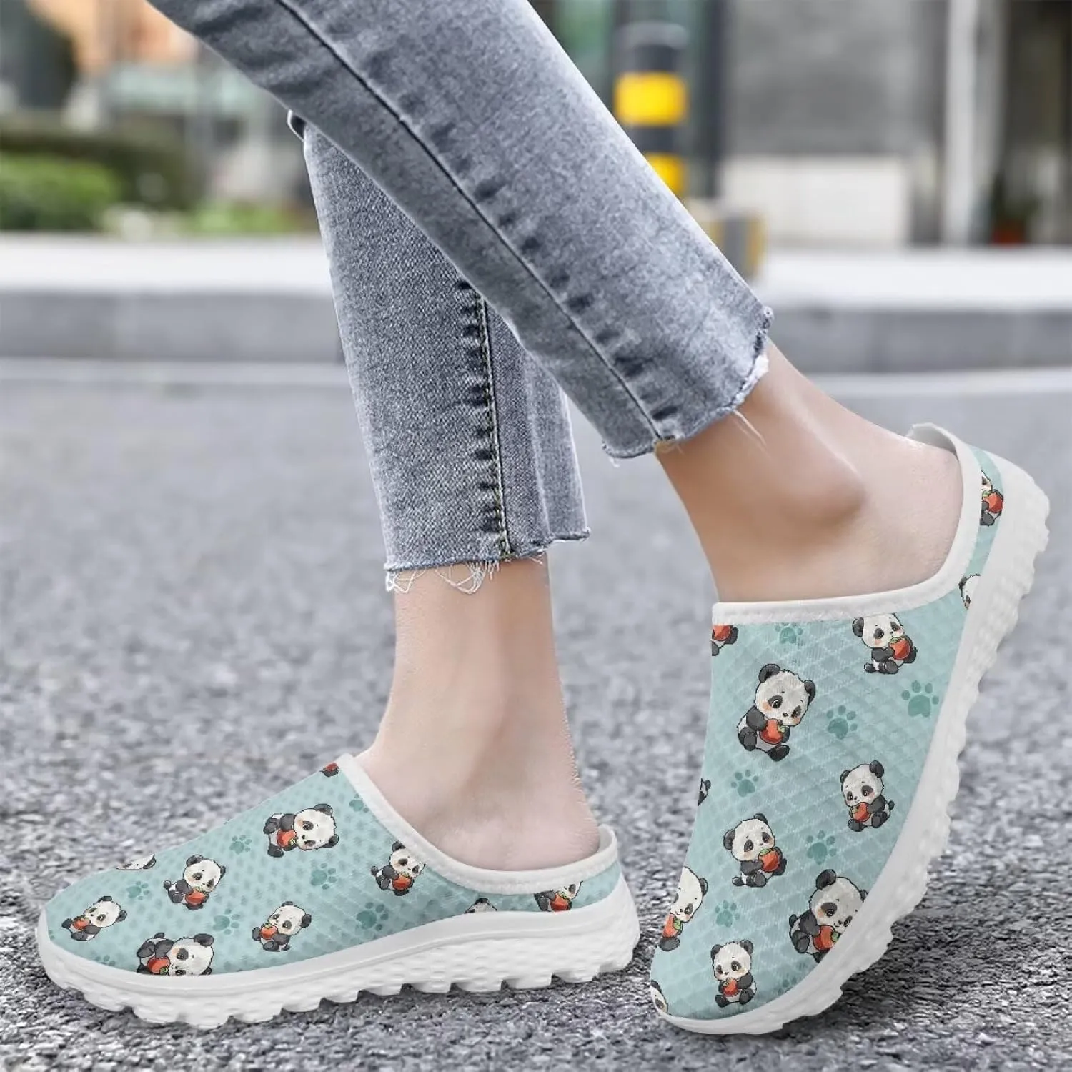 GOSTONG Mules for Women Lightweight Slip on Mule Backless Sneakers Breathable Mesh Walking Shoes for Garden Outdoors Size 6-13.5