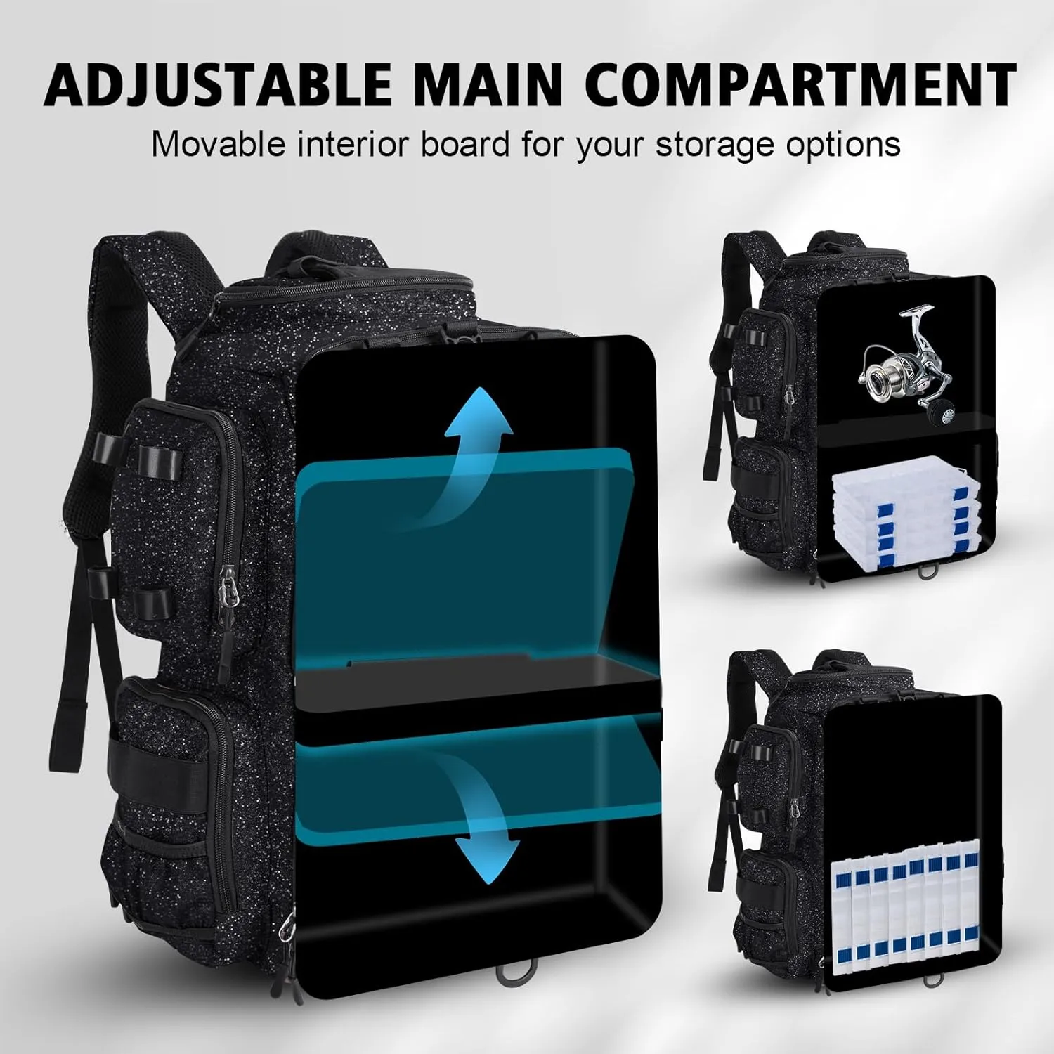 Goture Fishing Backpack, 900D Water-Resistant Tackle Backpack with Rod Holders, 45L Large Fishing Bag Storage Gear Tackle Bag with Rain Cover, Bottle Holder for Travel Camping Hiking