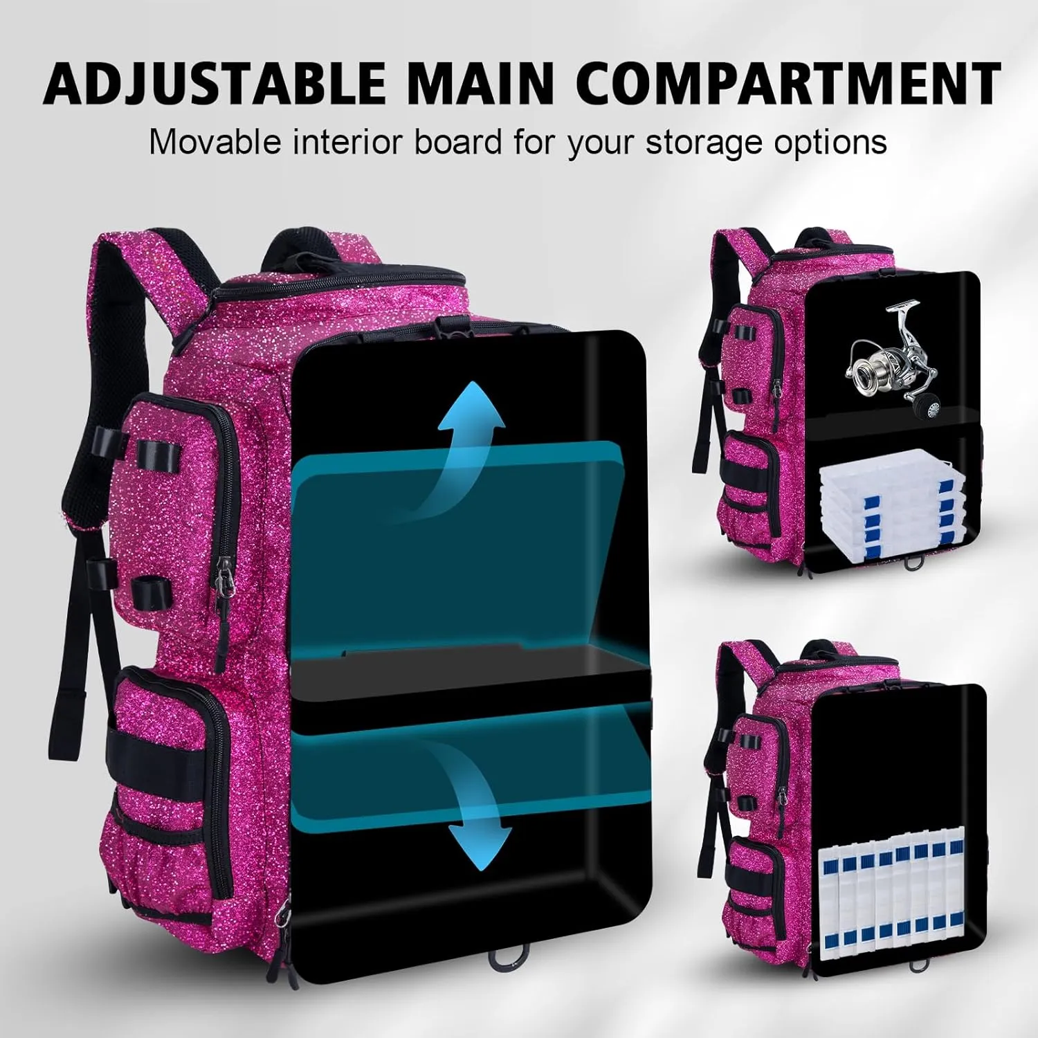 Goture Fishing Backpack, 900D Water-Resistant Tackle Backpack with Rod Holders, 45L Large Fishing Bag Storage Gear Tackle Bag with Rain Cover, Bottle Holder for Travel Camping Hiking