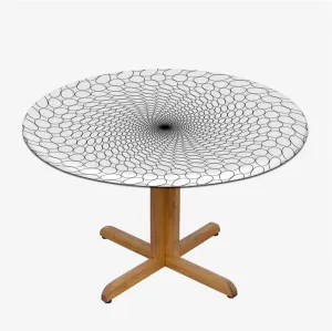 Gray Round Table Cloth with Elastic Edged Crocodile Leather Pattern Material Fashion Design Elastic Edge, Waterproof and wipeable Animal Fit for 44"-47" Table