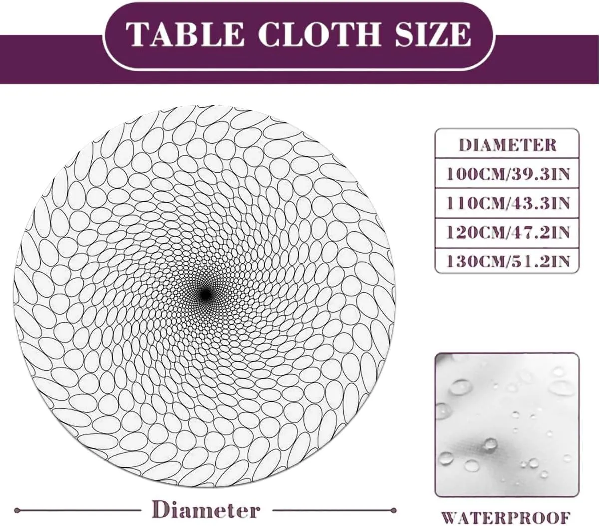 Gray Round Table Cloth with Elastic Edged Crocodile Leather Pattern Material Fashion Design Elastic Edge, Waterproof and wipeable Animal Fit for 44"-47" Table
