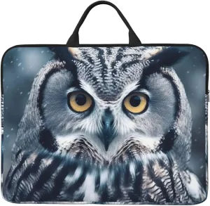 Grey and White Owl Laptop Case Sleeve 14" Laptop Bag Shockproof Computer Carrying Cover Protective Notebook Case