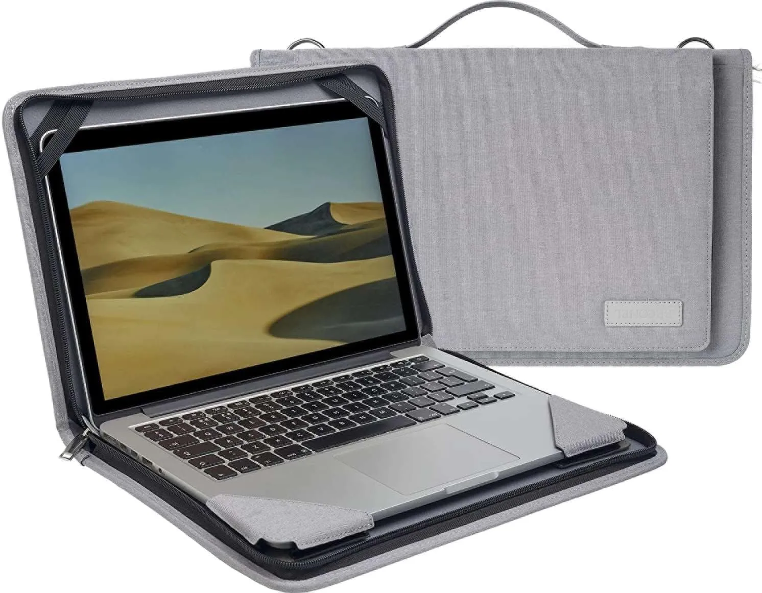 Grey Leather Laptop Messenger Case - Compatible with Dell Precision 5750 17.3" Mobile Workstation