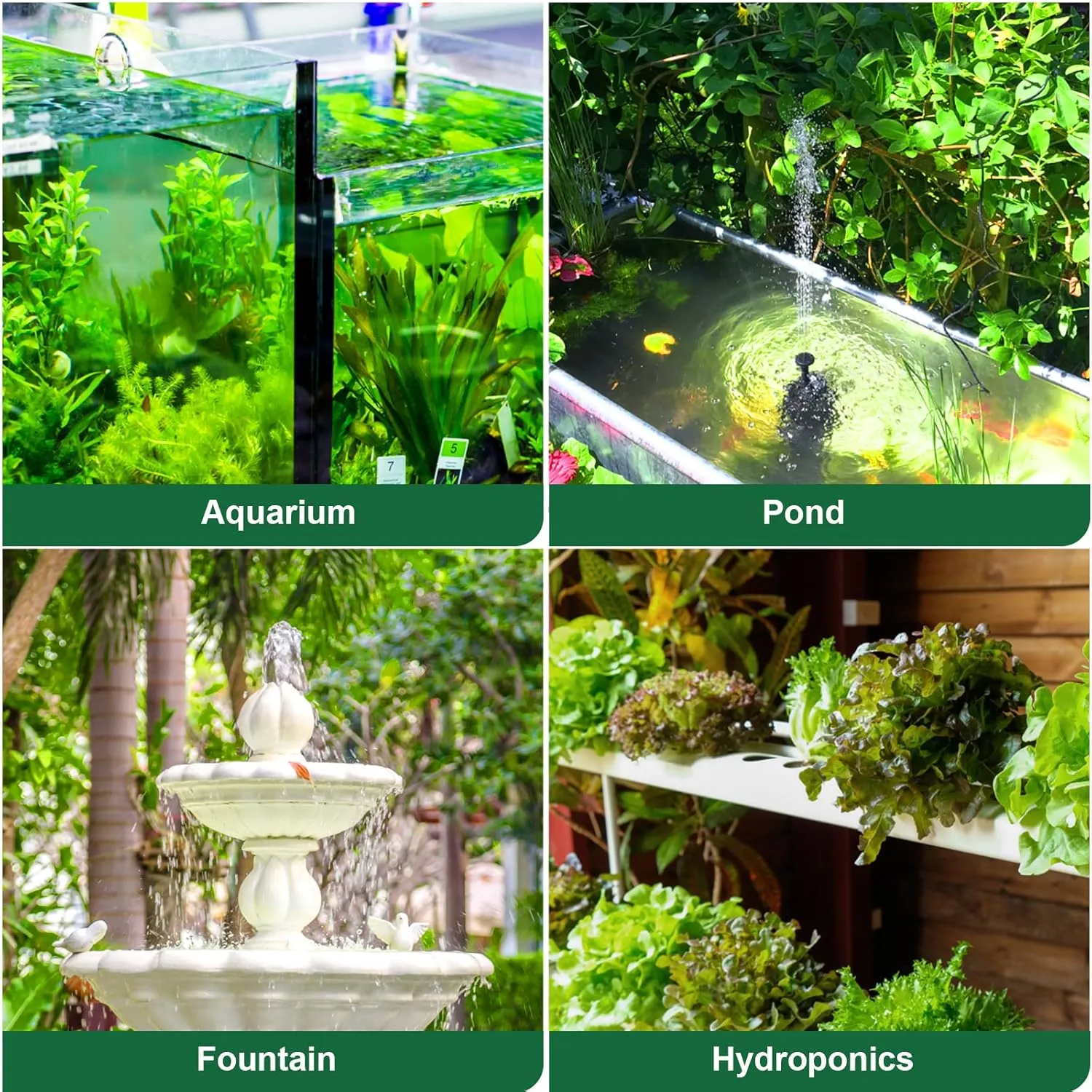 GROWNEER 550GPH Submersible Pump 30W Ultra Quiet Fountain Water Pump, 2000L/H, with 7.2ft High Lift, 3 Nozzles, 4.9 Feet Tubing for Aquarium, Fish Tank, Pond, Hydroponics, Statuary