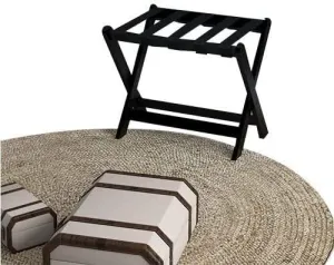 Guest Room Luggage Rack, Folding Suitcase Stand Suitcase Stand Solid Wood Foldable Travel Bag Floor-Standing Nylon Bandage Hotel Movable (Color : White, Size : 60x45x50cm) (Black 60x45x50cm) (Bla