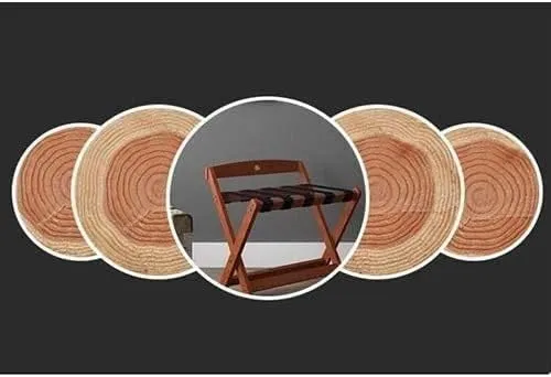 Guest Room Luggage Rack, Folding Suitcase Stand Suitcase Stand Solid Wood Foldable Travel Bag Floor-Standing Nylon Bandage Hotel Movable (Color : White, Size : 60x45x50cm) (Black 60x45x50cm) (Bla