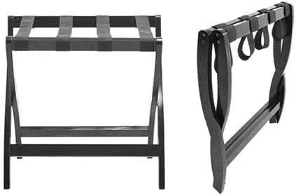 Guest Room Luggage Rack, Folding Suitcase Stand Suitcase Stand Solid Wood Foldable Travel Bag Floor-Standing Nylon Bandage Hotel Movable (Color : White, Size : 60x45x50cm) (Black 60x45x50cm) (Bla