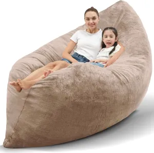 HABUTWAY 4 in 1 Bean Bag Chair,Giant Bean Bag Chairs for Adults with Memory Foam,Ultra Soft & Machine Washable Cover,Convertible Sofa Bed Floor Couch Lounger for Living Room,Bedroom (Faux Fur-Brown)