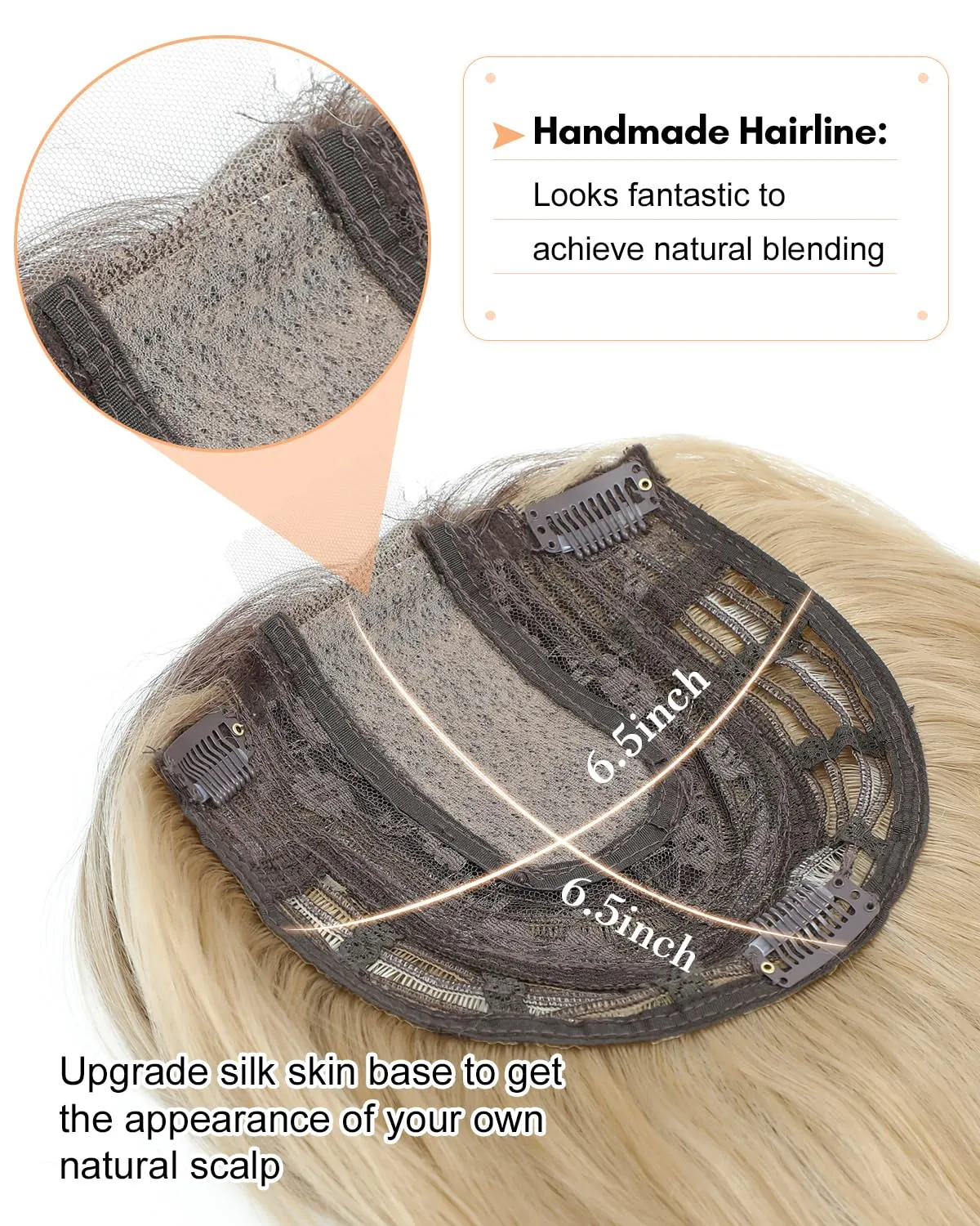 Hair Toppers for Women 20inch Wavy Hair Toppers for Women Toppers Hair Pieces for Women with Thinning Hair Ombre Highlight Synthetic Wig Clip In Hair Topper Wiglets with Fringe Bang Add Hair Volume