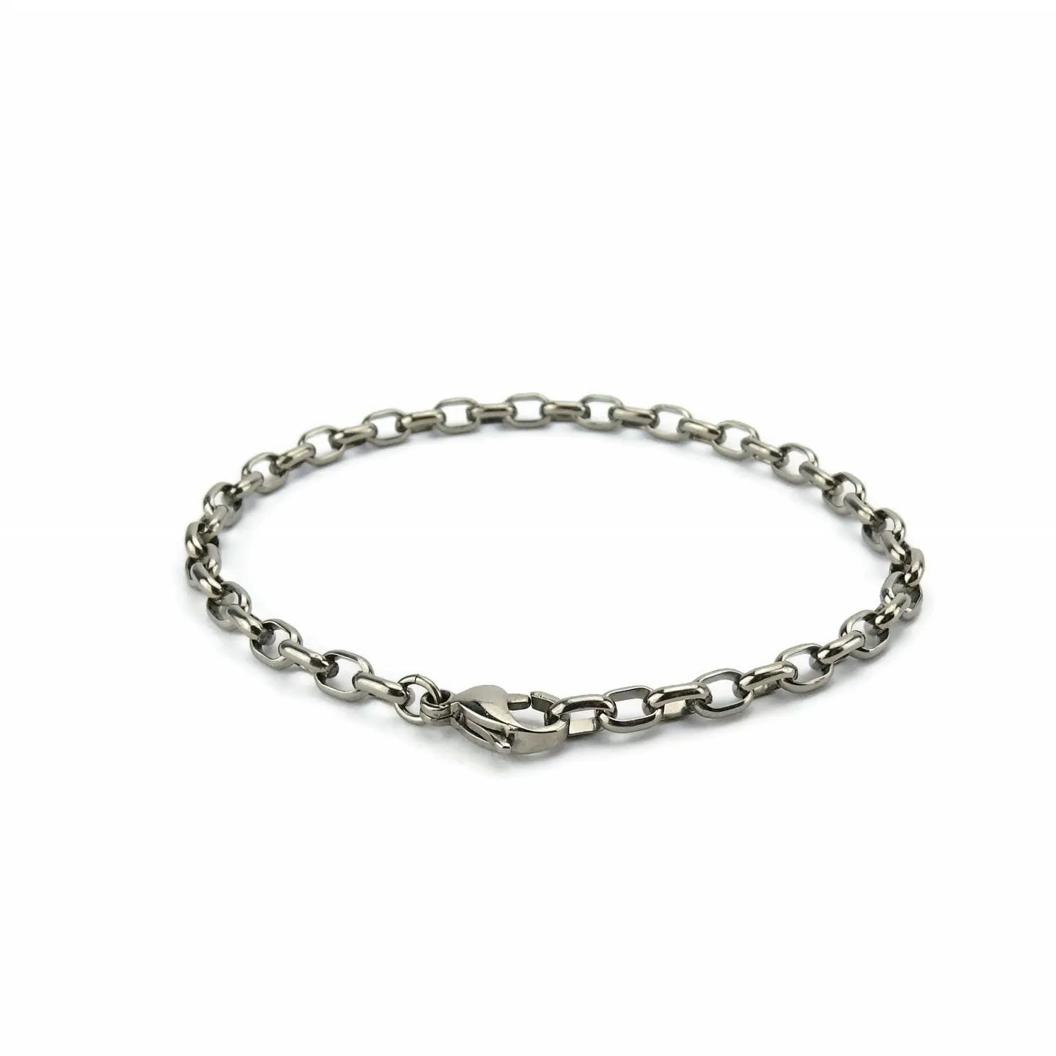 Half Round Oval Cable Link Titanium Bracelet