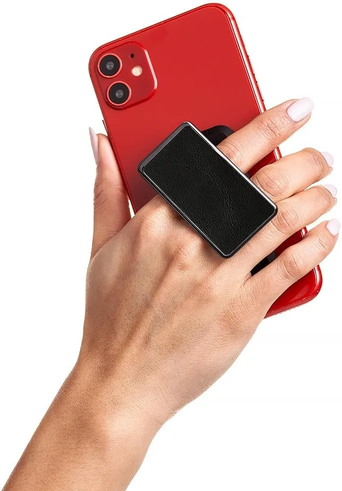 HANDL New York Black Leather Luxe HANDLstick Grip and Stand for Smartphone