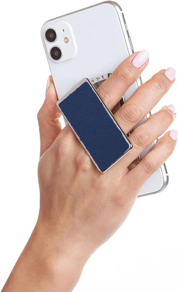 HANDL New York Navy Leather Luxe HANDLstick Grip and Stand for Smartphone
