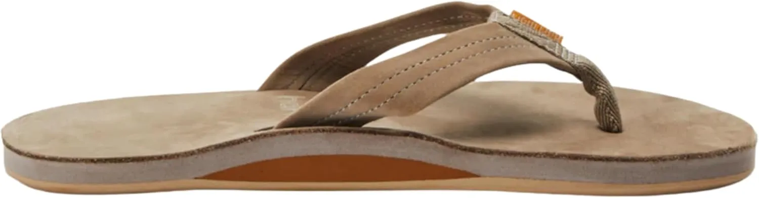 Hari Mari- Fields- Men's Nubuck Leather Flip Flops with Colorful Outsole- No Break Ins, Firm Arch Support, Soft Squeeze Eva Midsole and Beveled Edge to Reduce Tripping