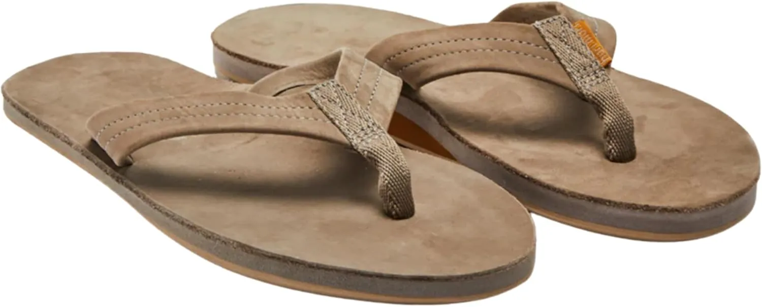 Hari Mari- Fields- Men's Nubuck Leather Flip Flops with Colorful Outsole- No Break Ins, Firm Arch Support, Soft Squeeze Eva Midsole and Beveled Edge to Reduce Tripping