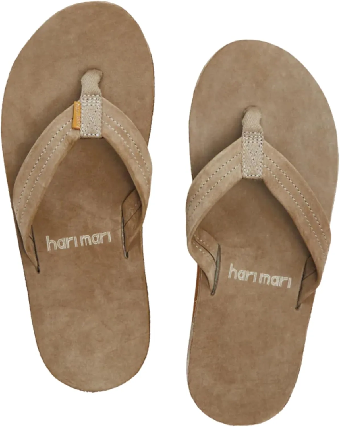 Hari Mari- Fields- Men's Nubuck Leather Flip Flops with Colorful Outsole- No Break Ins, Firm Arch Support, Soft Squeeze Eva Midsole and Beveled Edge to Reduce Tripping