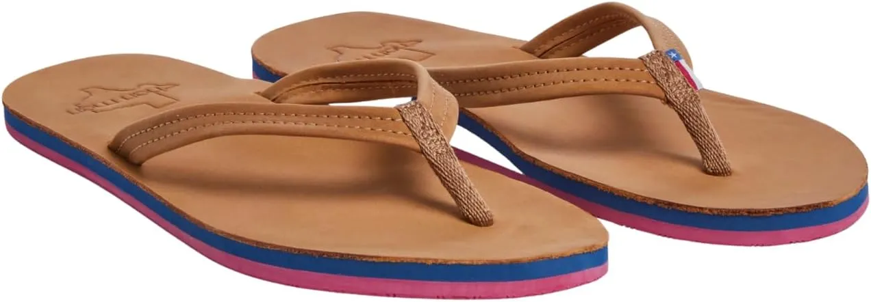 Hari Mari- Fields- Women's Nubuck Leather Flip Flops with Colorful Outsole- No Break Ins, Firm Arch Support, and Beveled Edge to Reduce Tripping