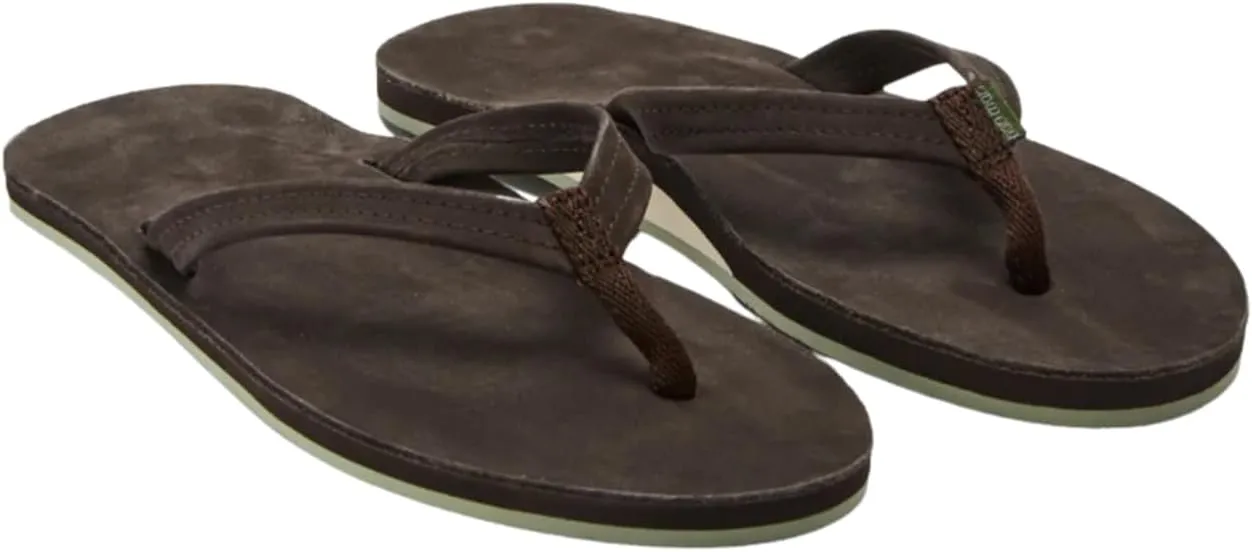Hari Mari- Fields- Women's Nubuck Leather Flip Flops with Colorful Outsole- No Break Ins, Firm Arch Support, and Beveled Edge to Reduce Tripping