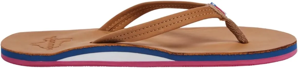 Hari Mari- Fields- Women's Nubuck Leather Flip Flops with Colorful Outsole- No Break Ins, Firm Arch Support, and Beveled Edge to Reduce Tripping