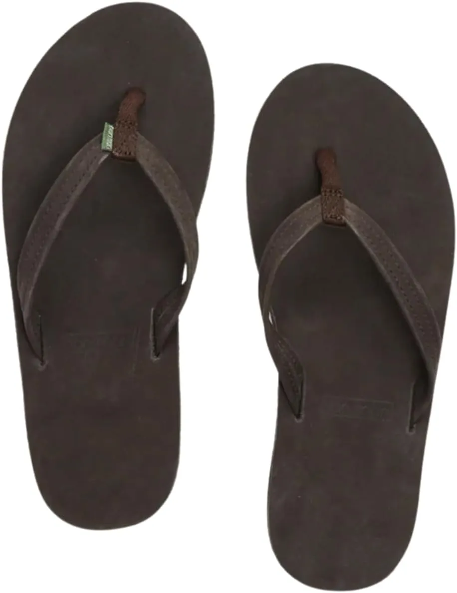 Hari Mari- Fields- Women's Nubuck Leather Flip Flops with Colorful Outsole- No Break Ins, Firm Arch Support, and Beveled Edge to Reduce Tripping