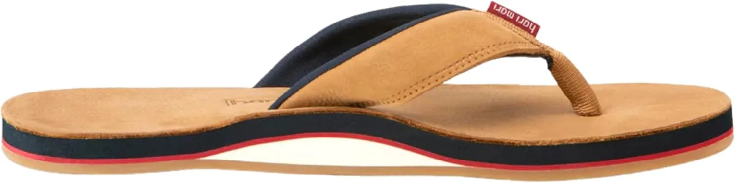 Hari Mari- Pier- Men's Classic Pebbled Nubuck Leather Flip Flop with a Zigzag Deco Strap- No Break Ins, Firm Arch Support, and Cupped Heel
