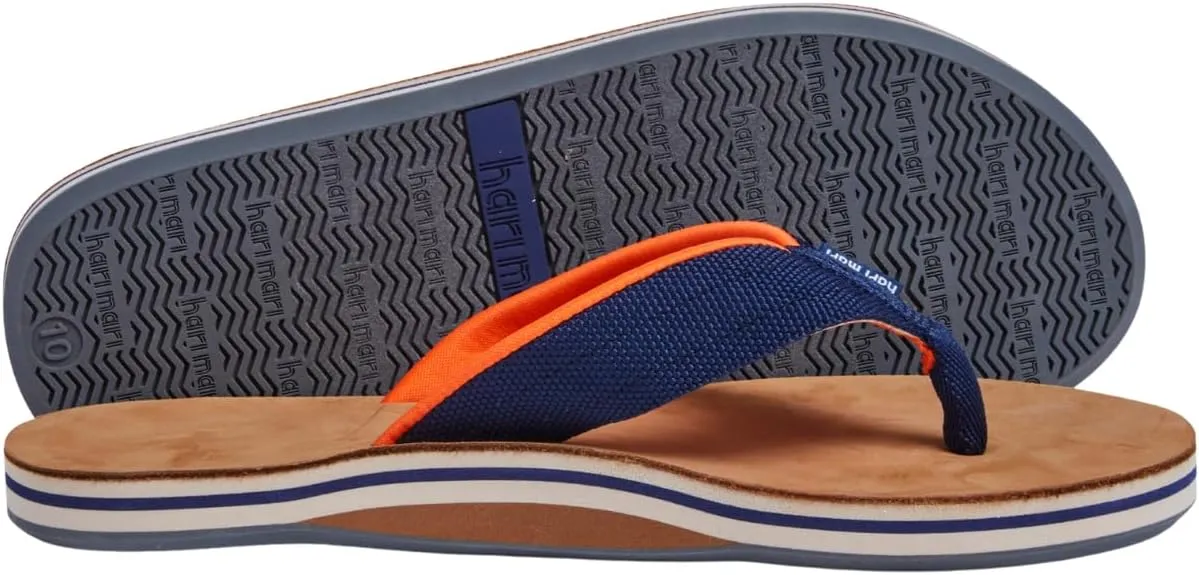 Hari Mari- Scouts- Men’s Nubuck Leather Flip Flops With Nylon Webbing Strap- No Break Ins, Firm Arch Support, and Beveled Edge to Reduce Tripping