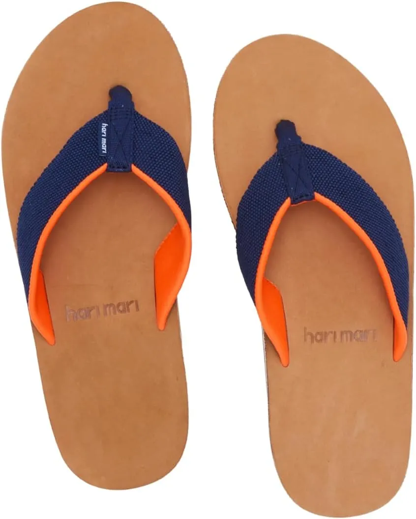 Hari Mari- Scouts- Men’s Nubuck Leather Flip Flops With Nylon Webbing Strap- No Break Ins, Firm Arch Support, and Beveled Edge to Reduce Tripping