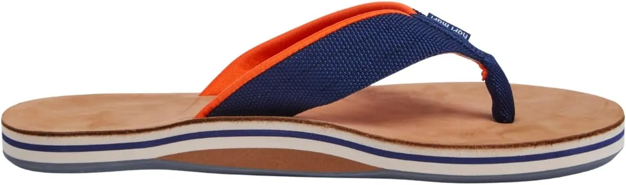 Hari Mari- Scouts- Men’s Nubuck Leather Flip Flops With Nylon Webbing Strap- No Break Ins, Firm Arch Support, and Beveled Edge to Reduce Tripping