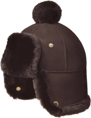 Harssidanzar Mens Womens Winter Aviator Hats Sheepskin Shearling Leather Trapper Hats CU607US