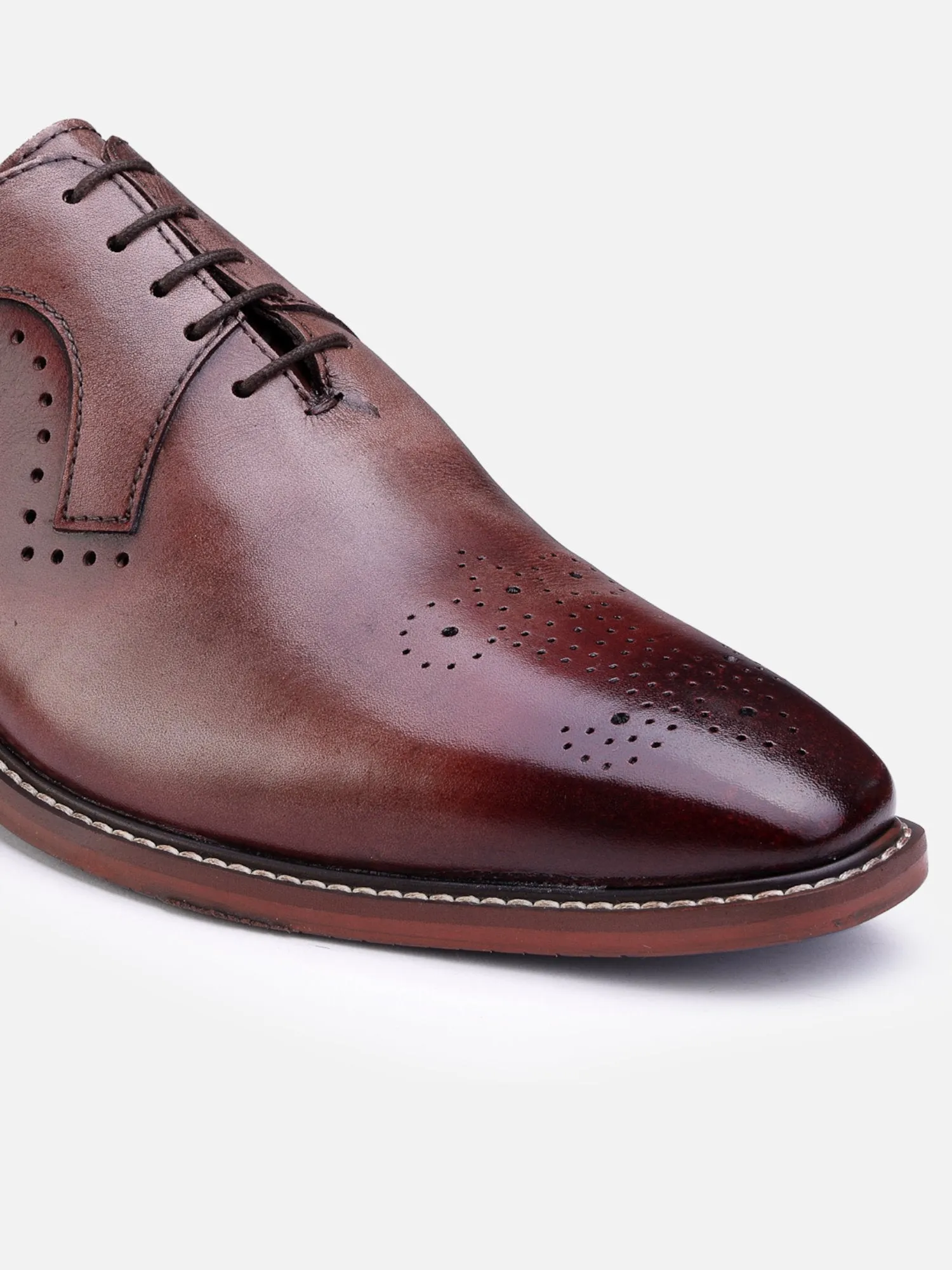 Hats Off Accessories Luxe Handfinished Brown Genuine Leather Oxfords Brown Shoes For Men