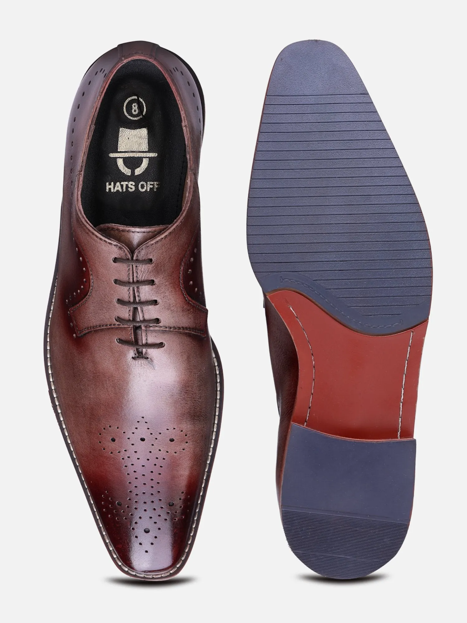 Hats Off Accessories Luxe Handfinished Brown Genuine Leather Oxfords Brown Shoes For Men
