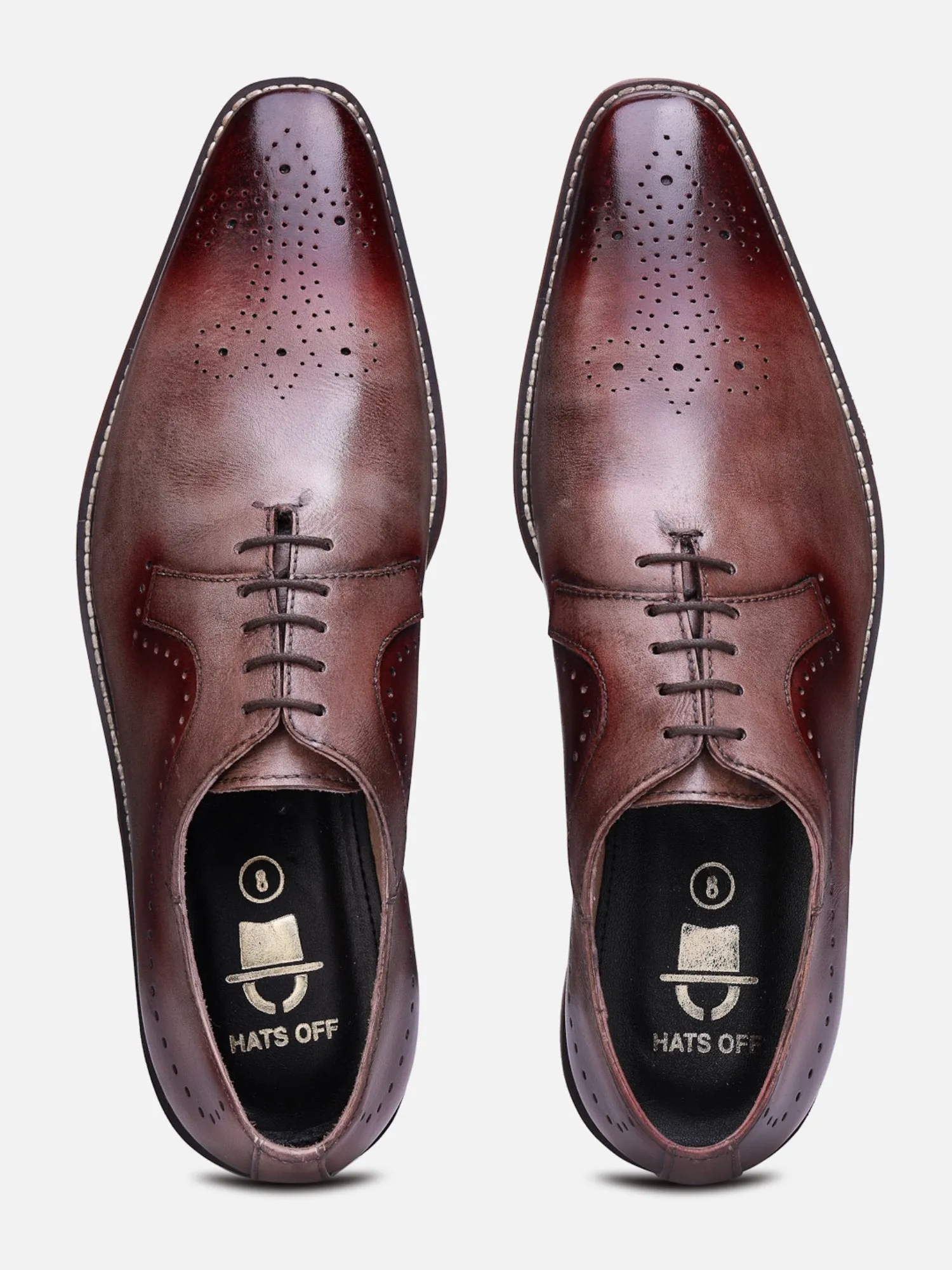 Hats Off Accessories Luxe Handfinished Brown Genuine Leather Oxfords Brown Shoes For Men